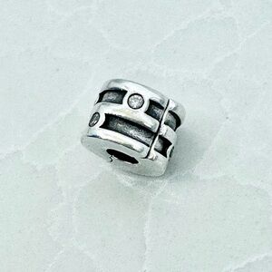 Pandora Sterling Silver Clip with CZ Stones-Excellent Condition